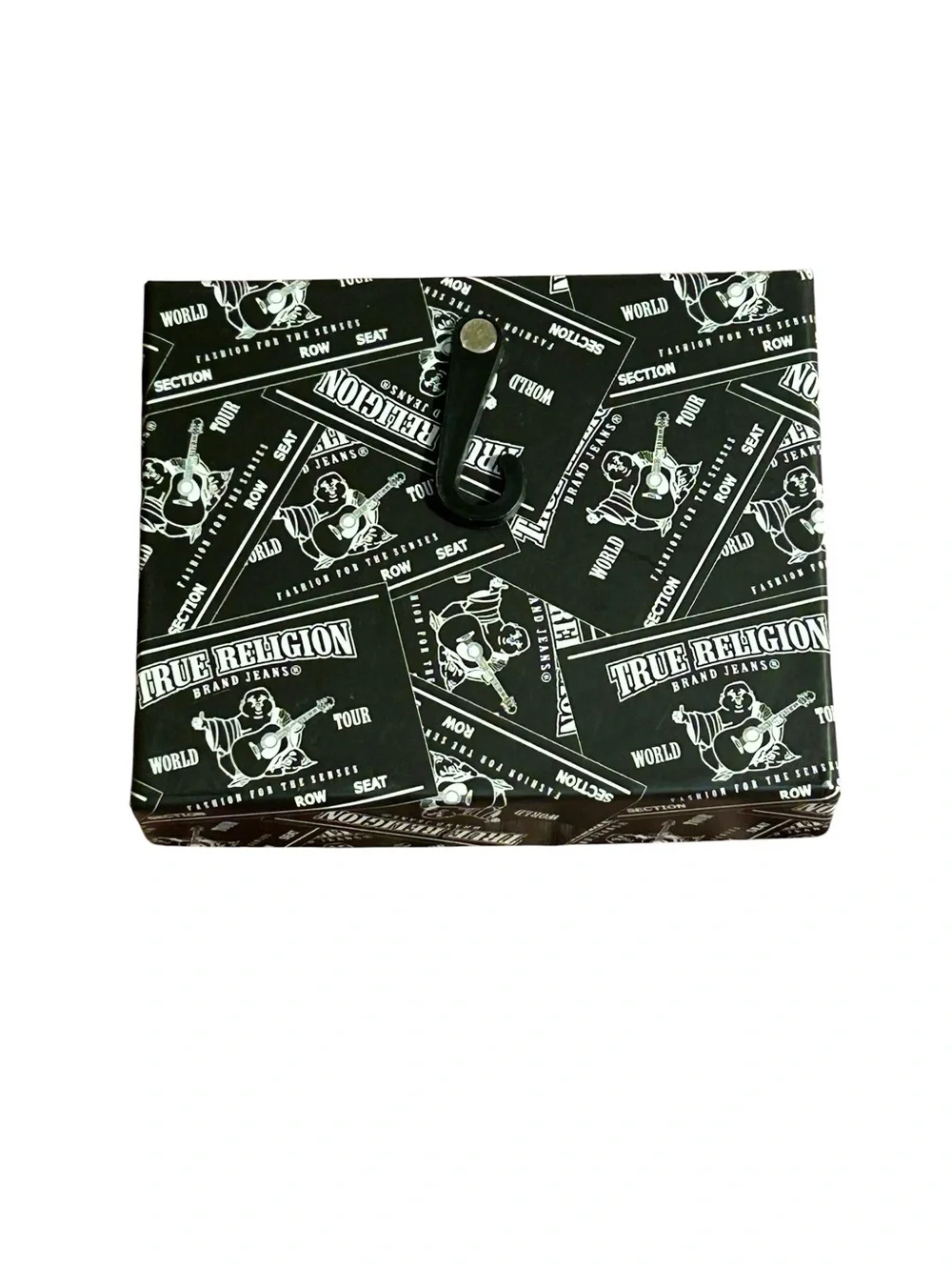 NWT True Religion Brand Jeans Men's Genuine Leather Wallet Black